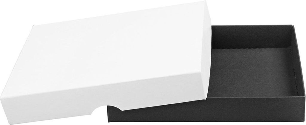 Faltschachtel 10 x 14 x 2,5 cm, Schwarz & Weiß, Deckel, Jade Kraftkarton - 10er Set