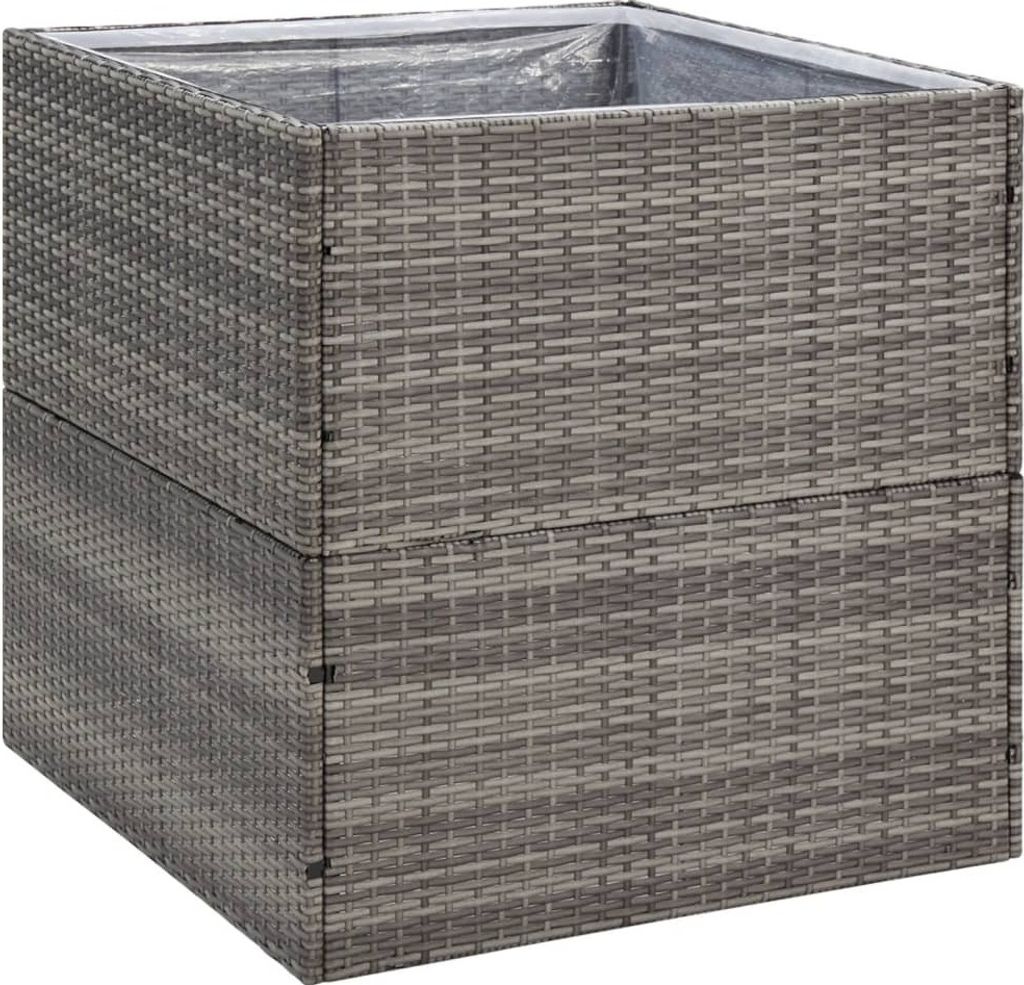 vidaXL Pflanzkübel Grau 80x80x80 cm Poly Rattan
