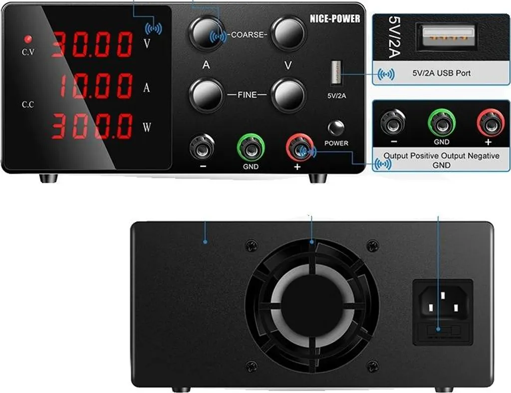 Alimentation de précision 30V 10A avec réglage fin et protection 220V