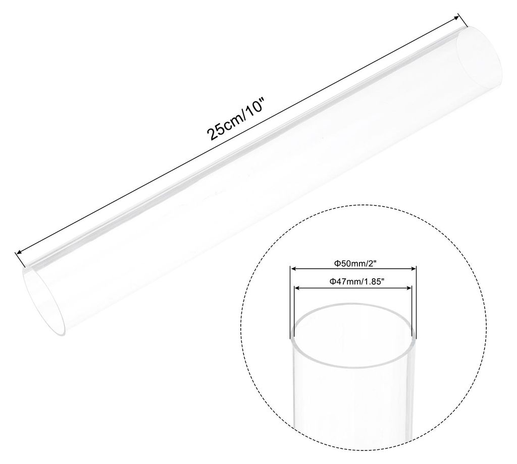 4 Stš¹ck PVC Transparent Rohr, Innendurchmesser 47mm Durchmesser 50mm L?NGE 250mm Acryl Kunststoffrohr fš¹r Lampenbau, Stehlampen, M?bel