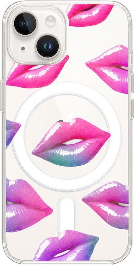 iPhone 13 Hülle mit MagSafe, Pink Lips, Transparent