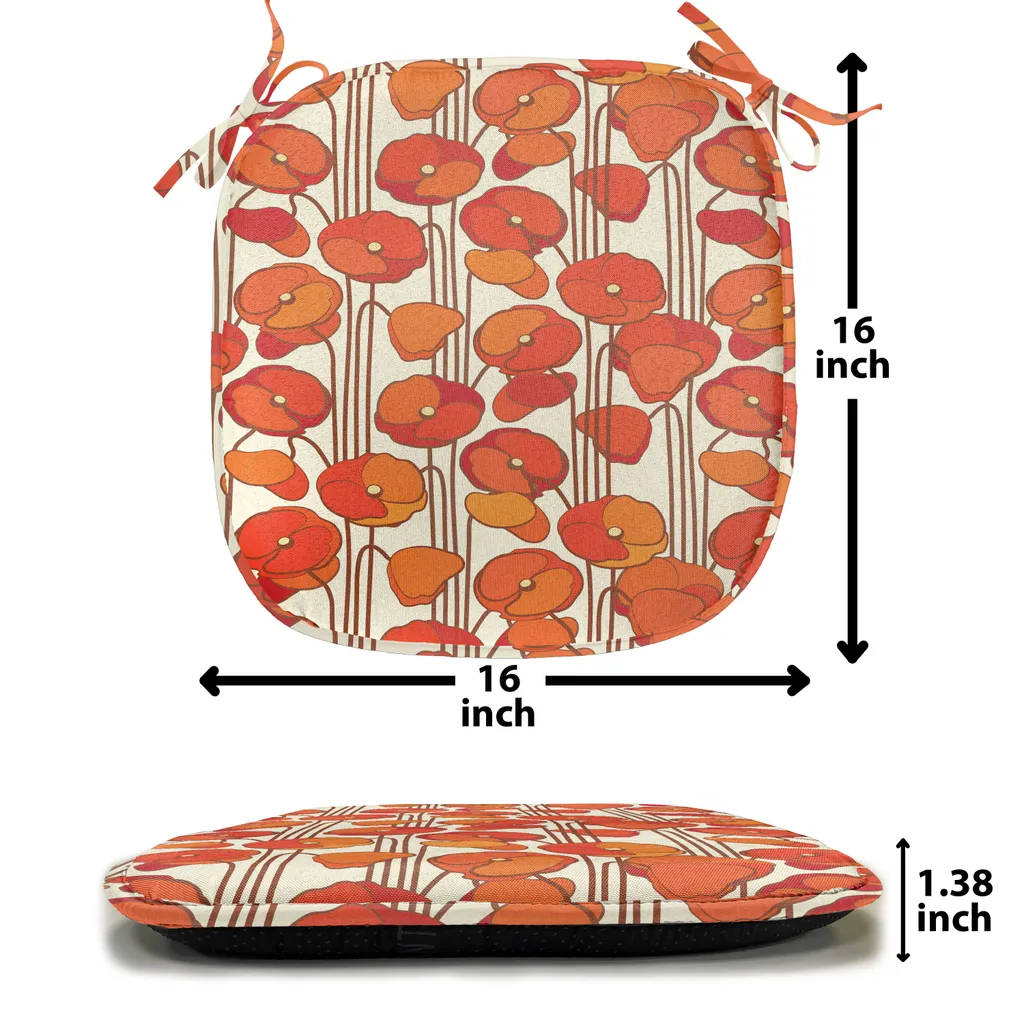 Coussin de Chaise Imperméable à Fleurs Rétro avec Attaches - Lot de 4