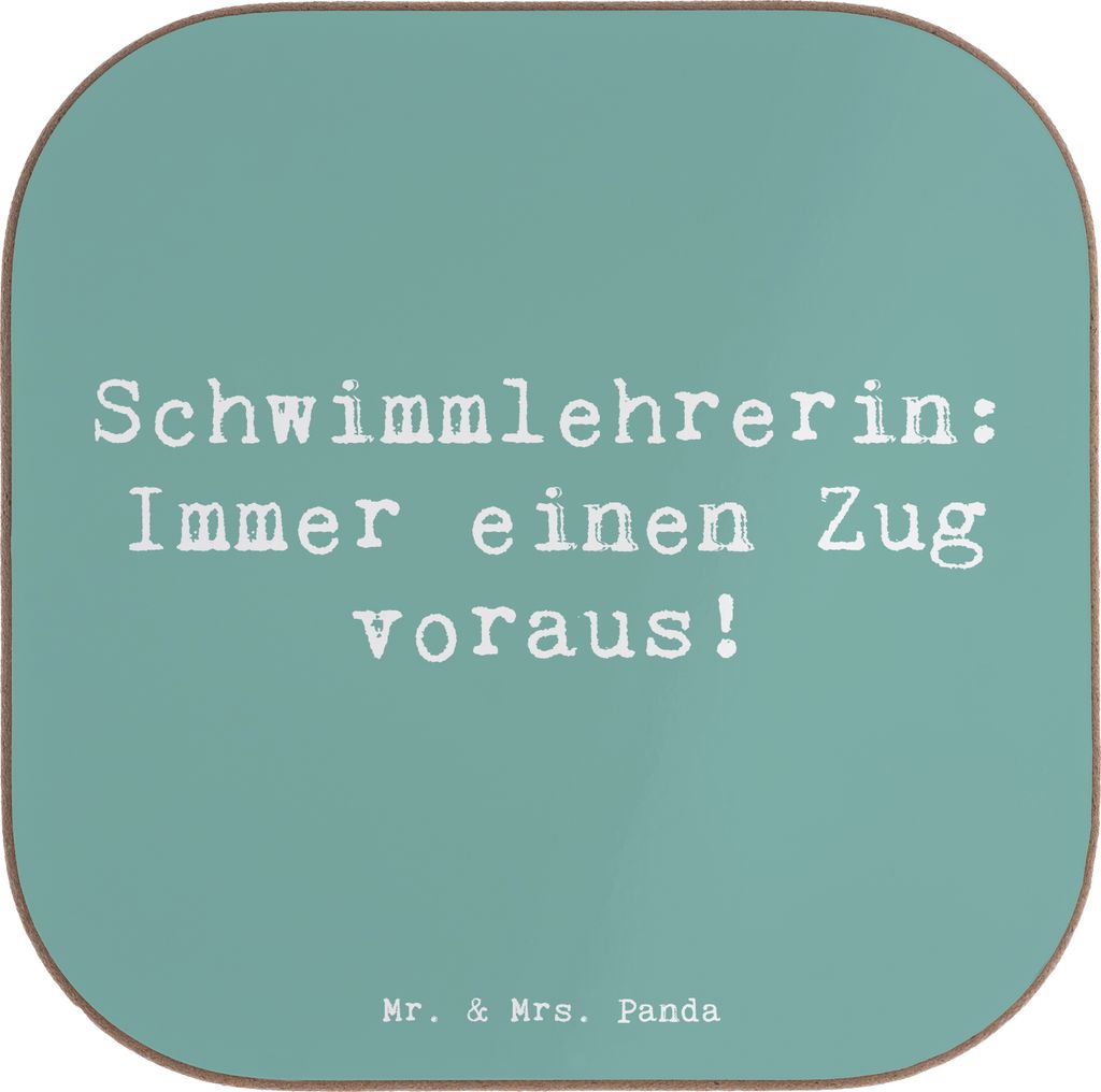 Mr. & Mrs. Panda Untersetzer für Gläser Spruch Schwimmlehrerin Zug voraus - Meeresbrise - Geschenk, handgefertigte Geschenke, Schwimmunterricht, ...