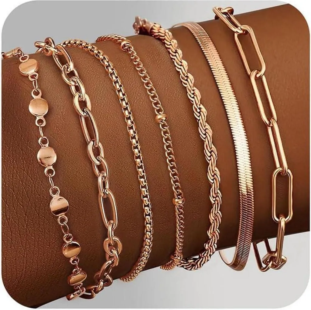 Bracelet Femme en Acier Inoxydable Multicolore Ajustable Set de 7 Pièces