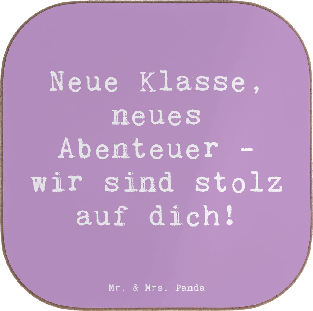 Mr. & Mrs. Panda Holzuntersetzer Spruch Erster Schultag Abenteuer - Lavendeltraum - Geschenk, Unterstützung, Vertrauem, besonderer Moment, Tassenu...