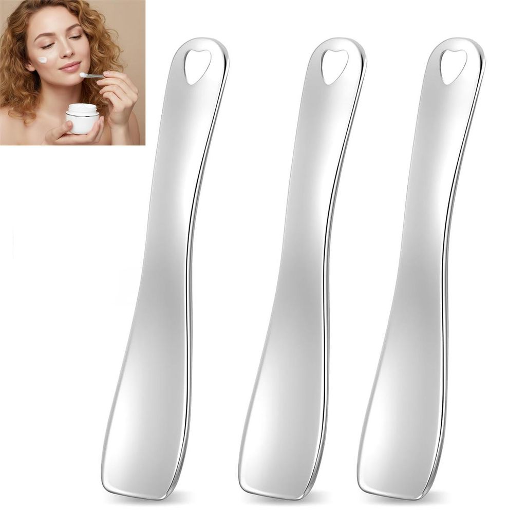 3er Set Kosmetik Spatel Metall Cremelöffel Augencreme Spatel Mini Skincare Tool Edelstahl Look für Gesichtspflege Reise Make up Zubehör