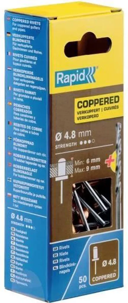 50 Rivetti Rame 4,8x12 per Cartongesso e Decorazione - Kit con Punta