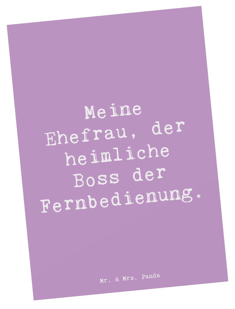 Mr. & Mrs. Panda Postkarte Spruch Ehefrau Boss - Lavendeltraum - Geschenk, Alltag, einzelkarte, Jahrestag, Verwandte, Humor, persönliche Erinnerun...