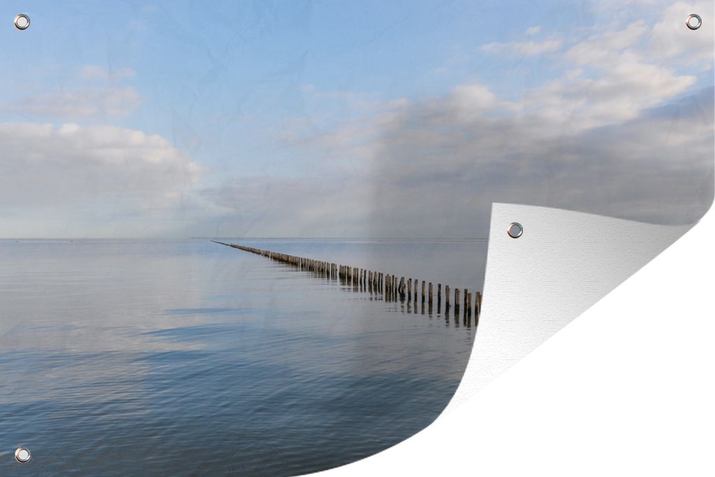 MuchoWow 90x60 cm Outdoor-Poster Gartendeko Sichtschutz Garten Poster für den Garten Nordsee - Wolken - Wasser
