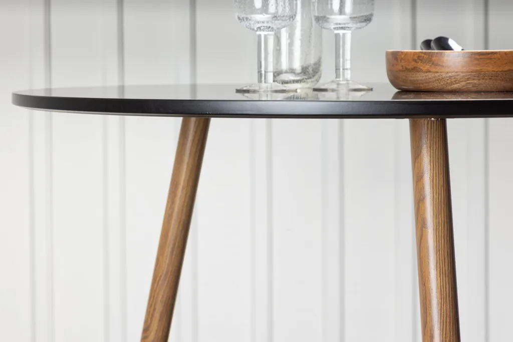 Table à manger Polar noire Ø90 cm en bois et métal - Finition mate - 7