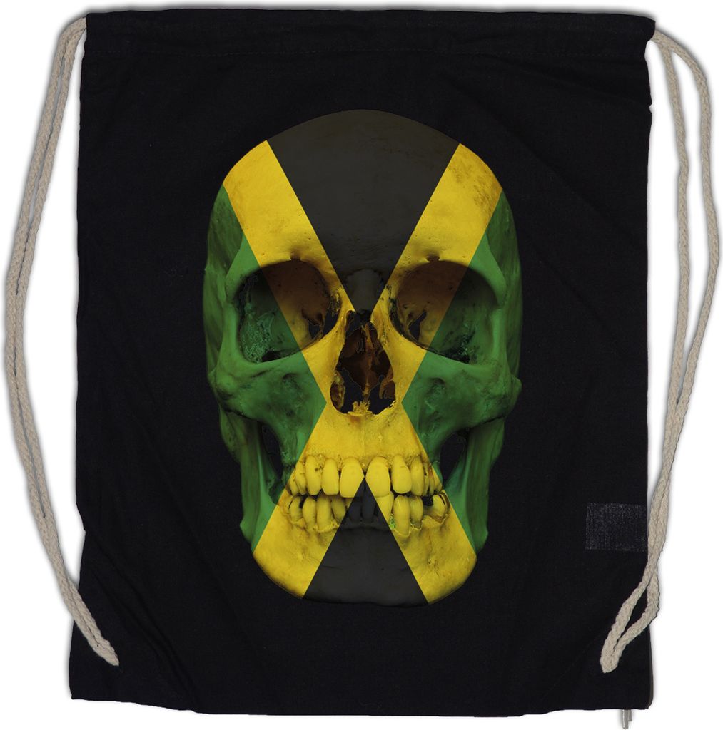 Urban Backwoods Jamaica Jamaican Skull Flag, Turnbeutel, Farbe: Schwarz