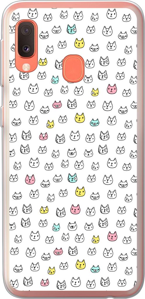 MuchoWow Handyhülle Schutzhülle Hülle für Telefoonhoesje Samsung Galaxy A20e Mädchen - Katze - Haustiere - Muster - Mädchen - Kinder - Kind...