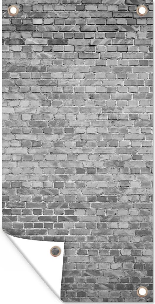 MuchoWow 80x160 cm Outdoor-Poster Gartendeko Sichtschutz Garten Poster für den Garten Stein - Wand - Schwarz - Weiß