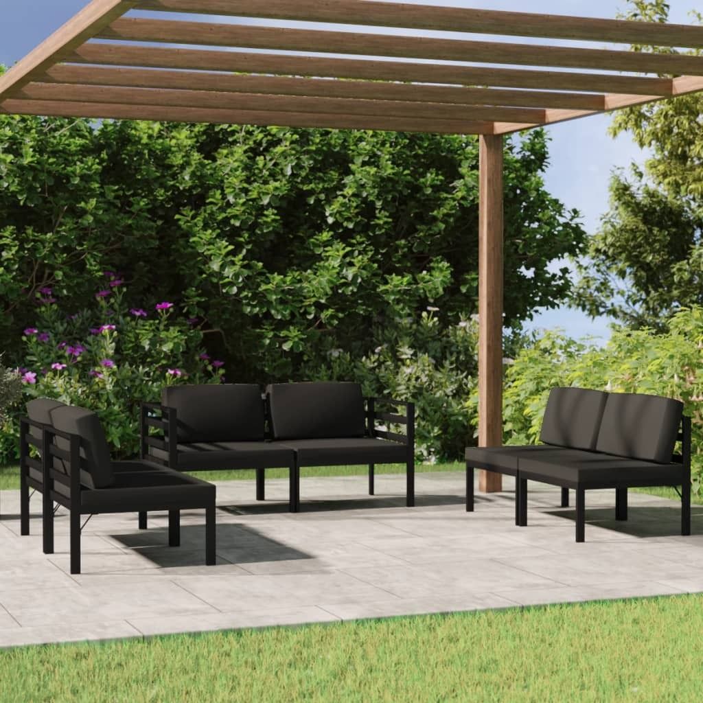 Maison Exclusive - 6-tlg. Garten-Lounge-Set mit Kissen Aluminium Anthrazit