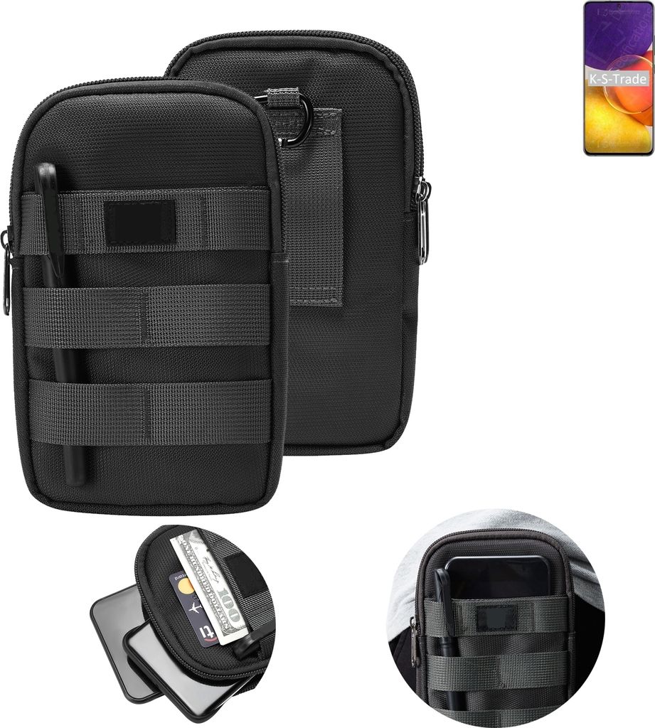 K-S-Trade Holster Gürtel Tasche kompatibel mit Samsung Galaxy F02s Handy Tasche Schutz Hülle dunkel-grau viele Fächer, 1x
