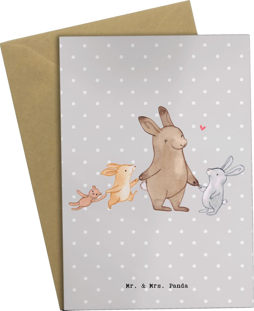 Mr. & Mrs. Panda Grußkarte Erzieher Herz - Grau Pastell - Geschenk, einladungskarten, Pädagoge, Großfamilie, weihnachtskarten, osterkarte, Ausfl...