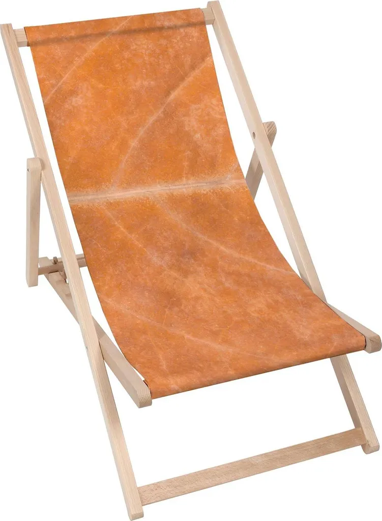 Sdraio Dreamroots pieghevole in legno, legno di faggio fino a 130 kg, sdraio pieghevole con regolazione dell'inclinazione dello schienale a 3 livelli, Dry Leaf Boho