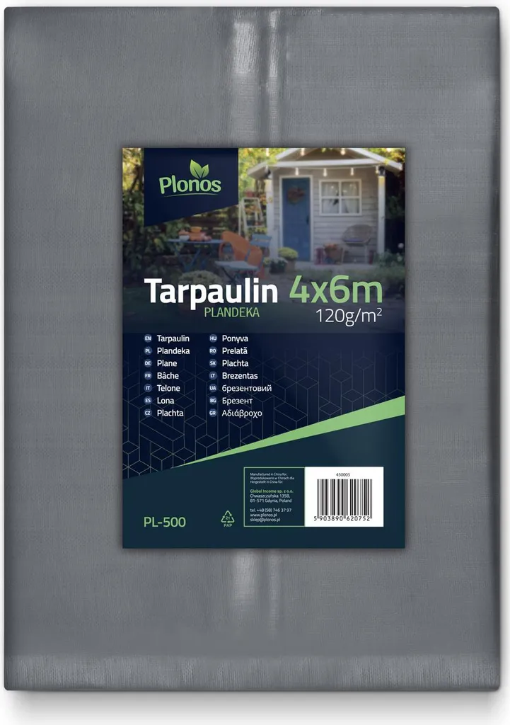 Bâche de protection Plonos PL-500 4x6m 120g/m² avec œillets renforcés