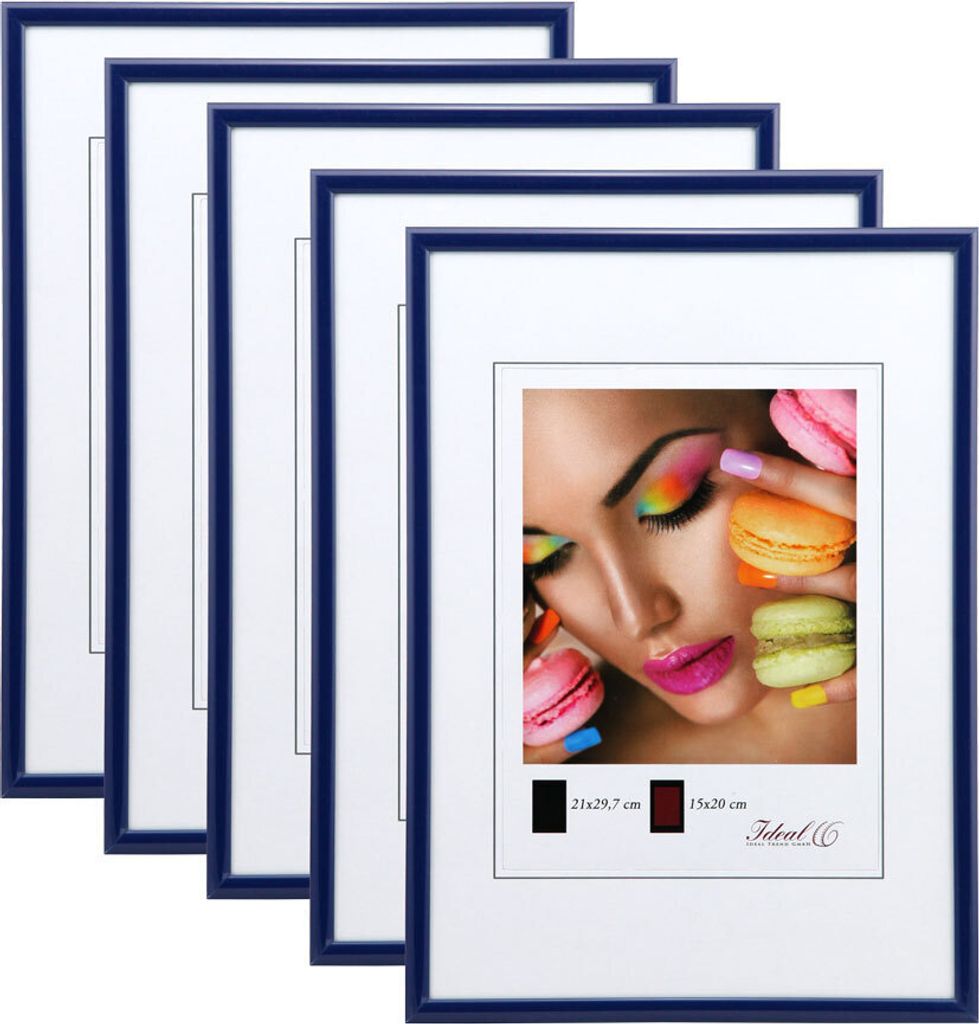 New Lifestyle Set Bilderrahmen Wanddeko Collage Poster Rahmen 2er 3er 5er Pack - Farbe: 5er Pack Blau | Format: 29,7x42 DIN A3