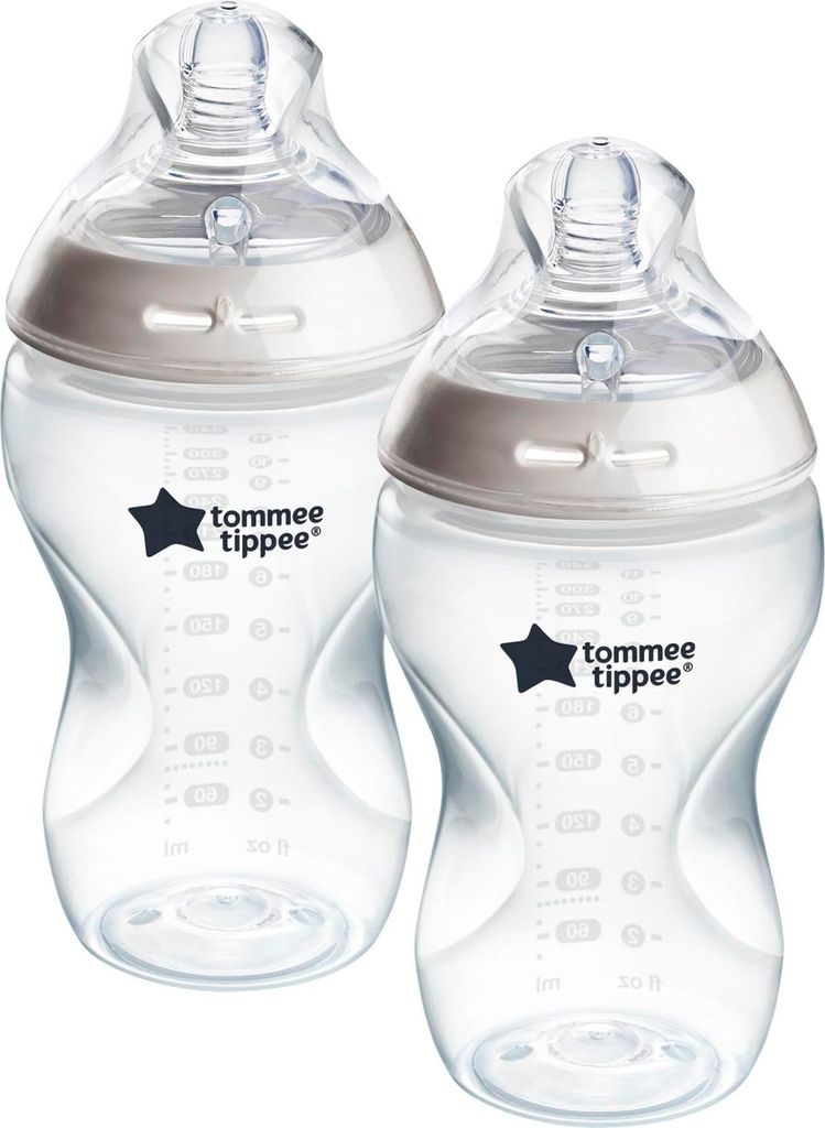 Tommee Tippee-Babyflaschen, Natural Start Anti-Kolik-Flaschen, 340ml, brustähnl. Sauger, Anti-Kolikventil, selbst steril., Zubehör, dekor. 2er-Pack