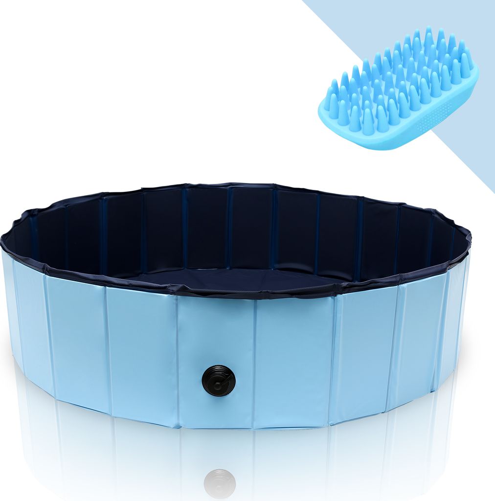 Aopunly Hundepool Faltbar Pool Schwimmbecken Swimmingpool Hunde Planschbecken Bad Ø 120cm x H 30cm