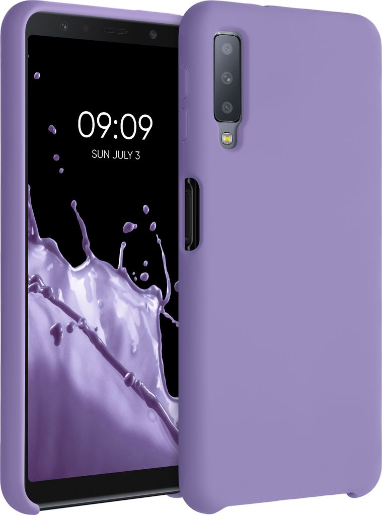 kwmobile Hülle kompatibel mit Samsung Galaxy A7 (2018) Hülle - Silikon Handy Case - Handyhülle weiche Oberfläche - kabelloses Laden - Veilchen ...