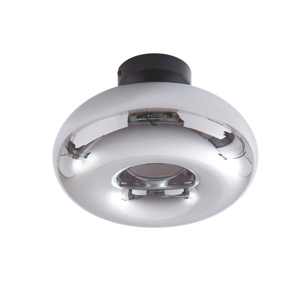 Lindby Deckenleuchte Zehra, Ø 28 cm, rauchgrau, Glas Produktbild 