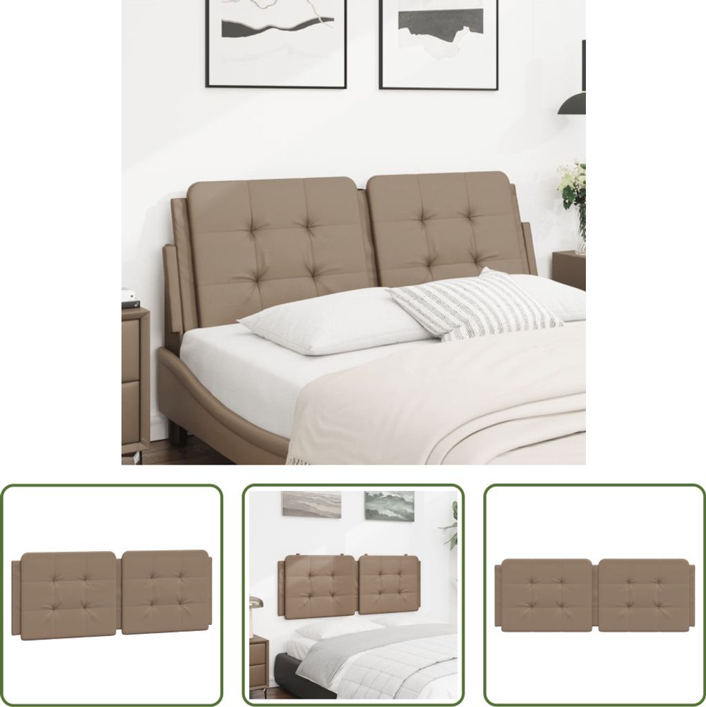 The Living Store Kopfteil-Kissen Cappuccino-Braun 140 cm Kunstleder