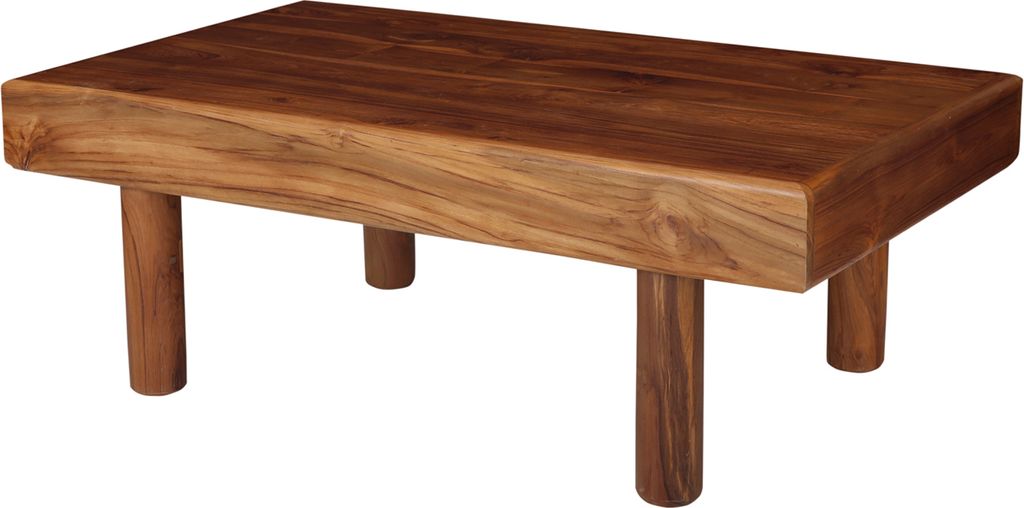 Marrakesch Couchtisch Acacio 116x68 cm aus Teakholz | Moderner Wohnzimmertisch im minimalistischen Design | Handgefertigter Sofatisch aus Holz mass...