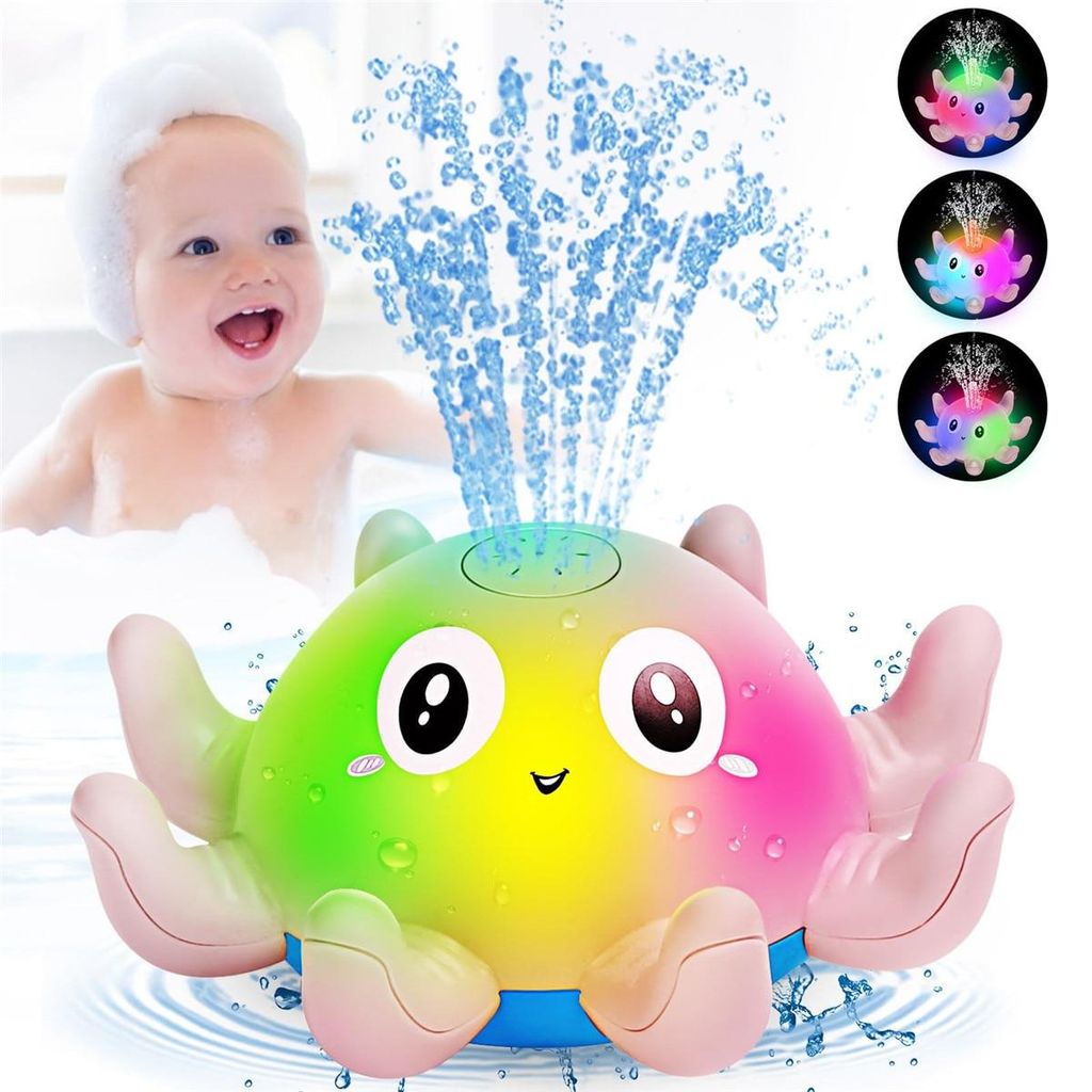 Badewannenspielzeug, Oktopus Spray Wasserspielzeug mit Licht, Badespielzeug Baby Badewann Spielzeug Kinder Geschenk (Rosa)