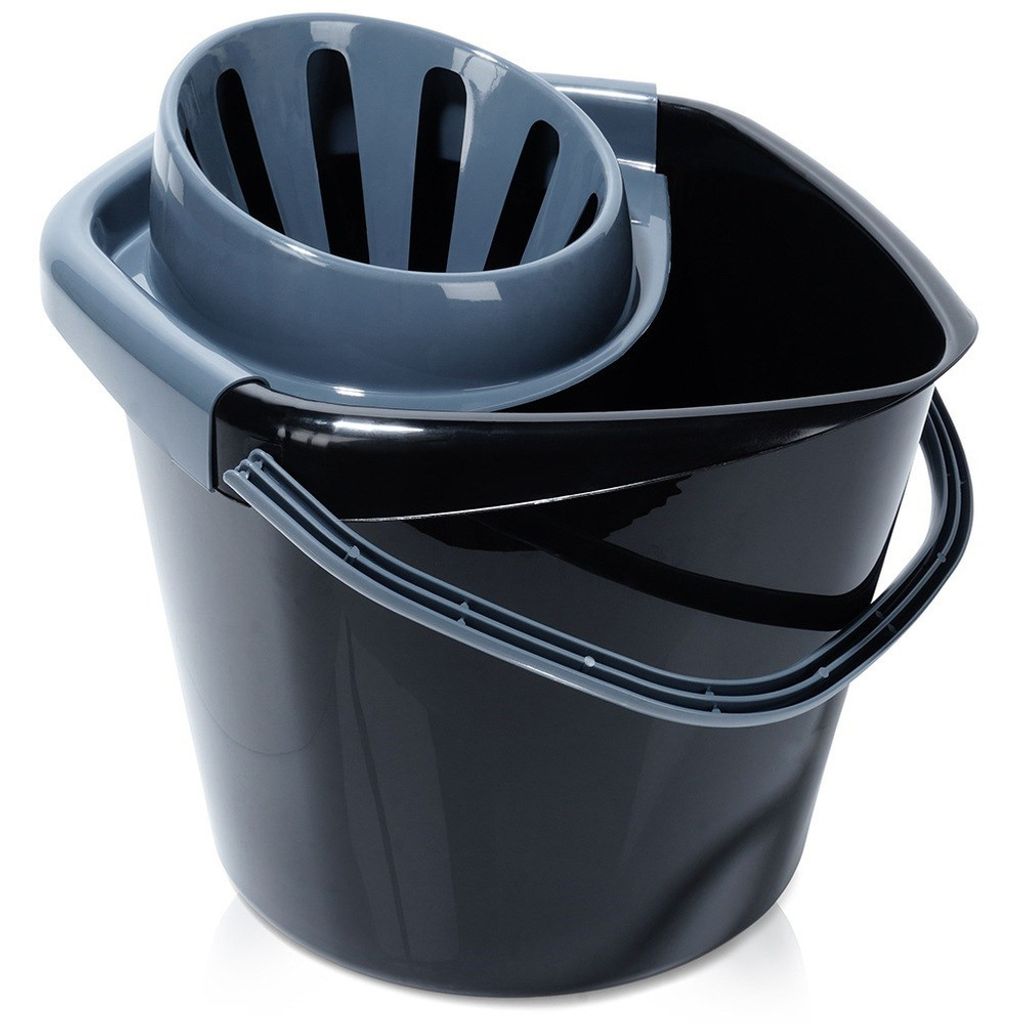 Secchio per mocio con strizzatore, plastica, nero, 14 l Immagine del prodotto 
