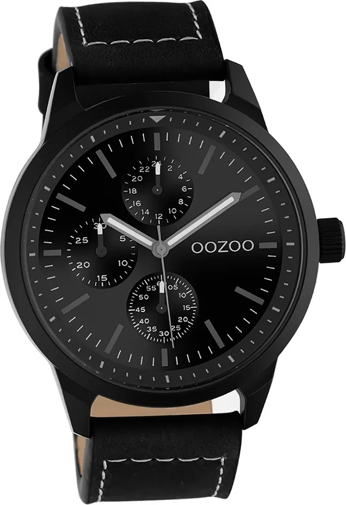 Montre Oozoo C10909 Full Black en Cuir Noir et Boîtier Design Analogique