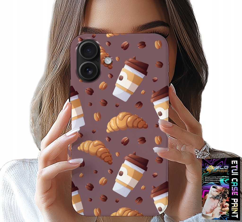 Hülle Für Iphone 16 - Hülle Mit Kaffee-Croissants Und Bohnen Im Hintergrund