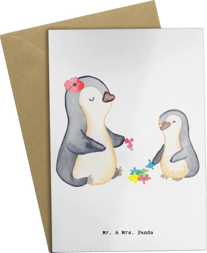Mr. & Mrs. Panda babykarte Sozialpädagogin Herz - Weiß - Geschenk, weihnachtskarten, osterkarte, Grußkarte, glückwunschkarten, einladungskarten...