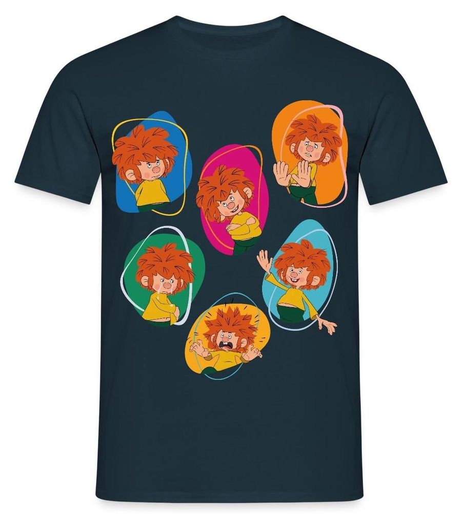 Spreadshirt Pumuckl Zeigt Verschiedene Emotionen Männer T-Shirt, XXL, Navy
