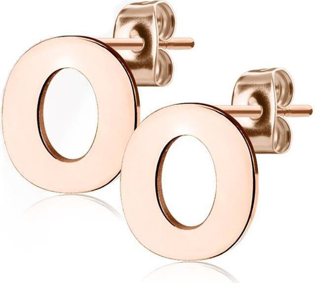 O Ohrstecker Buchstaben Rosegold aus Edelstahl Damen