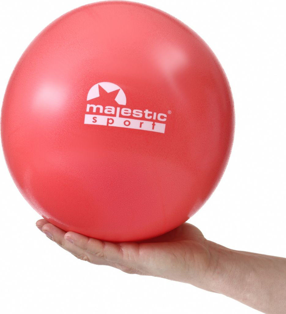 Majestic Sport Mini Gymnastikball, 25cm Soft Pilates Ball, Gymnastikball klein mit aufblasbarem Strohhalm für Yoga, Rot.
