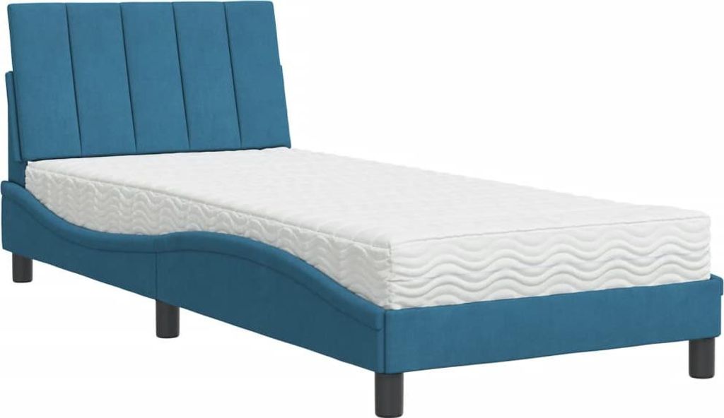 vidaXL Bett mit Matratze "Hanko" Blau 80x200 cm Samt