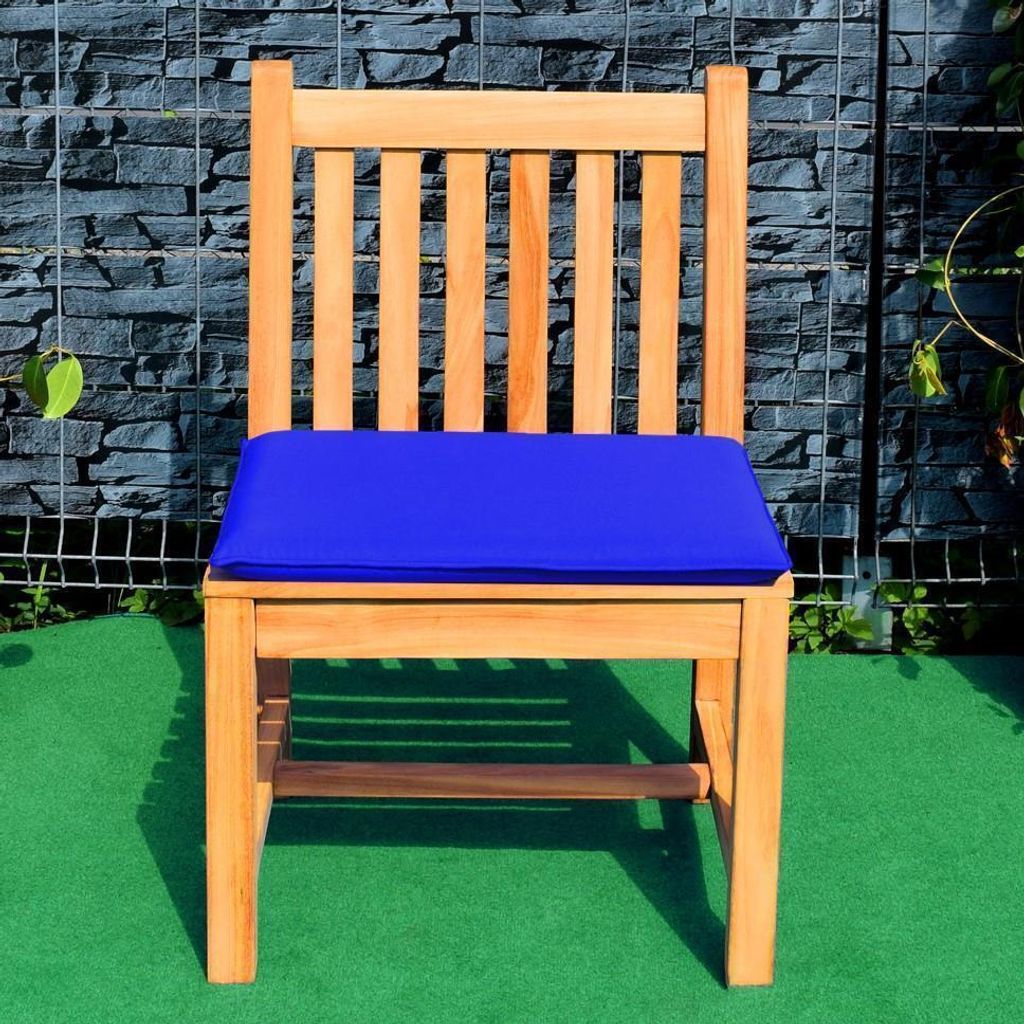 Teako Design Stuhl Piceno Teakholz Massiv Wetterfest mit Kissen Blau