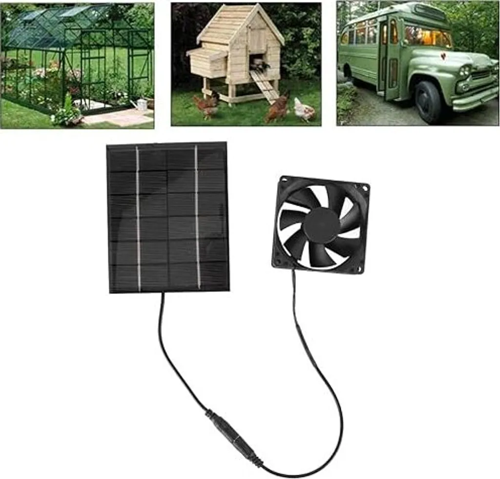 FYEARFLY Ventilatore solare estrattore, 8 cm 2 W Panel Kit, Chicken Coop Greenhouse Mini Fan Motor, Yacht, Dog,