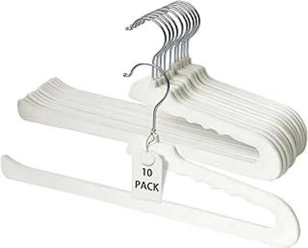 ManGotree Velvet Hangers Ivory - Minimal Design & Space Saving