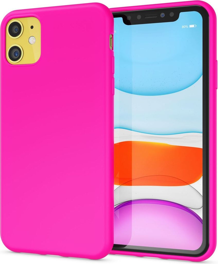 NALIA Neon Handy Hülle für iPhone 11, Soft case & Silikon Bumper Cover Schutz Pink
