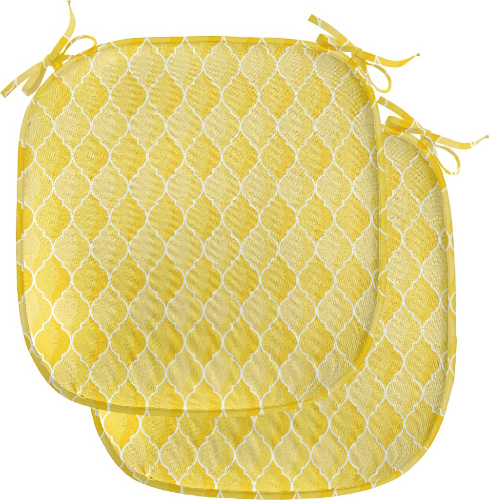 ABAKUHAUS Gelb Polster für Esszimmerstühle, Marokkanische Ombre Farbe, Dekoratives wasserfestes Kissen mit Riemen für Küchensitze, 40 cm x 40 c...