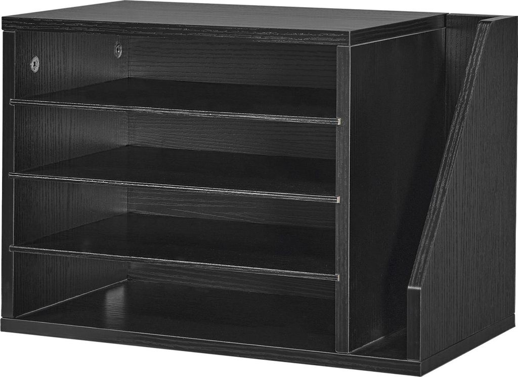 SucceBuy Briefablage mit 4 Fächern und herausnehmbaren Regalböden, Dokumentenablage aus Holz mit Stehsammler, Aktenhalter für Büro, Klassenzimm...