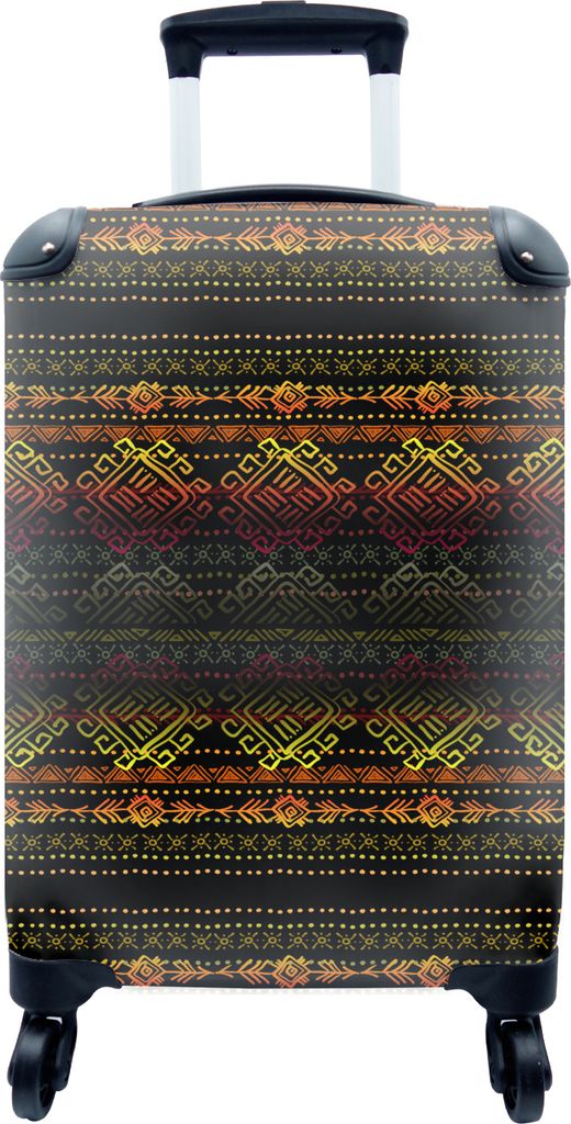 MuchoWow MuchoWow Koffer Handgepäck Trolley Rollkoffer Kleine Reisekoffer mit 4 Rollen - Afrika - Muster - Abstrakt - Cabin Size < 55x40x23 cm...