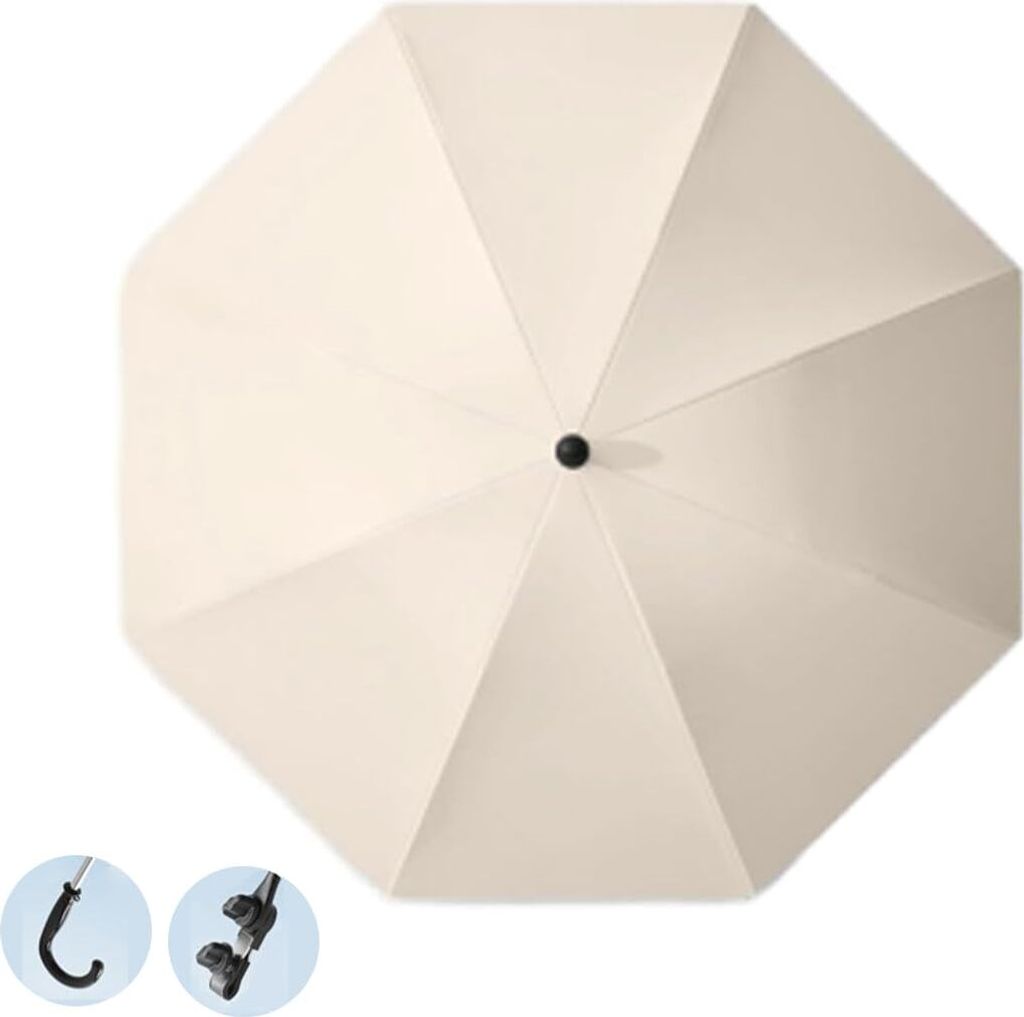 Universeller UV - Sonnenschirm 2024 mit verstellbarer Klemme für Kinderwagen und Buggy, 85 cm beige