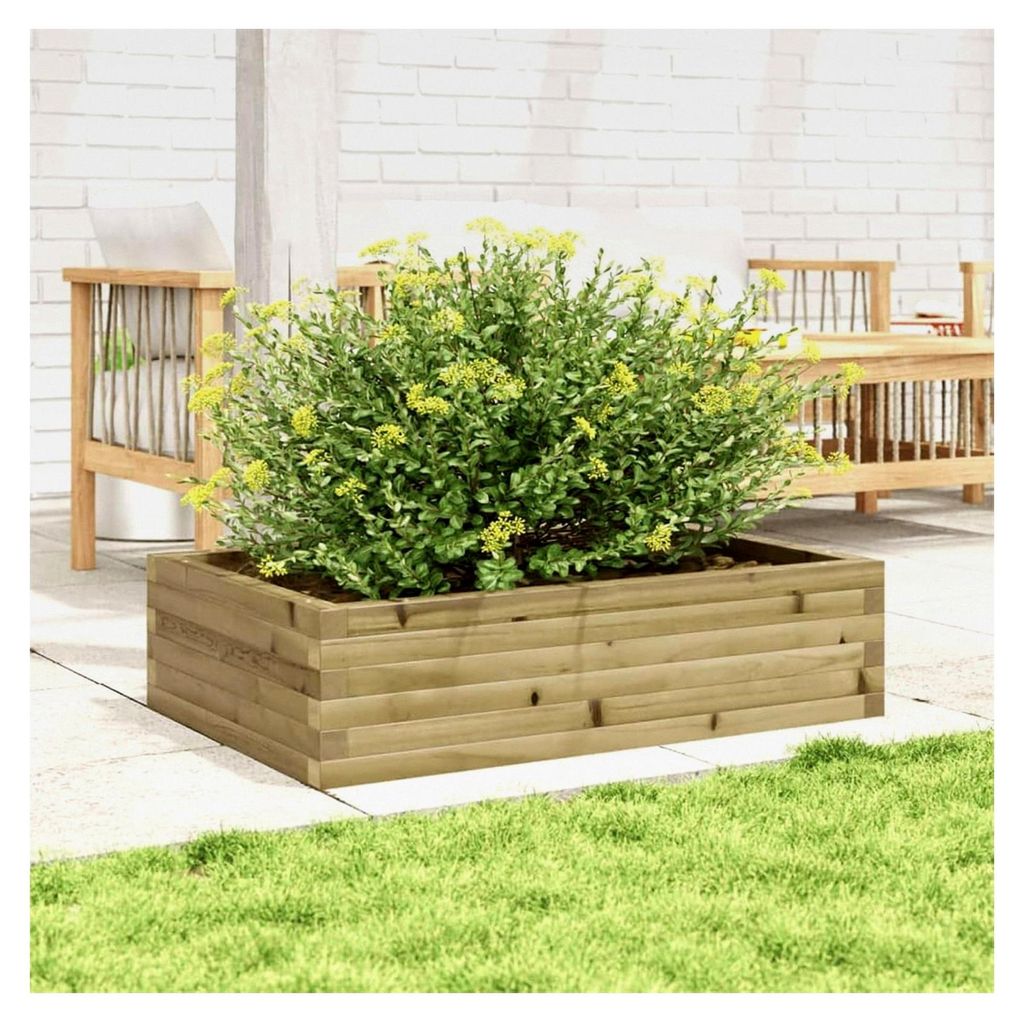 Pflanzkübel 90 x 60 x 23 cm aus imprägniertem Kiefernholz, Hochbeet für Balkon, Garten und Terrasse