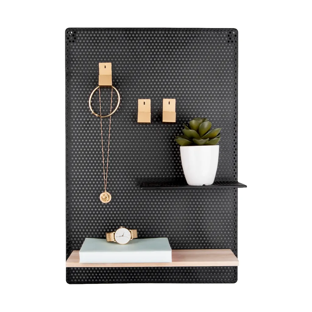 Pêle-mêle Mural Perky Mesh en Métal Noir - Support à Grille Style Industriel