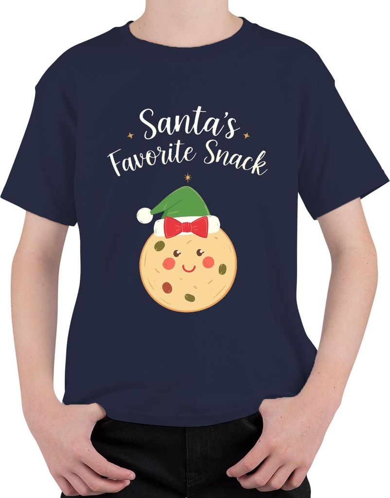 Santa's Favorite Snack Weihnachten Keks Geschenk Lustig niedlich Uni Kinder T-Shirt, Navy, 116