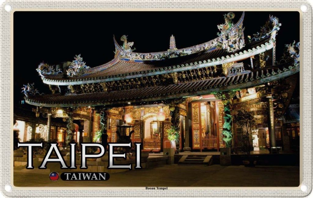 vianmo Blechschild 12x18 cm Taipei Taiwan Baoan Tempel Bildmotiv Reisemotiv Abenteuer Reisen